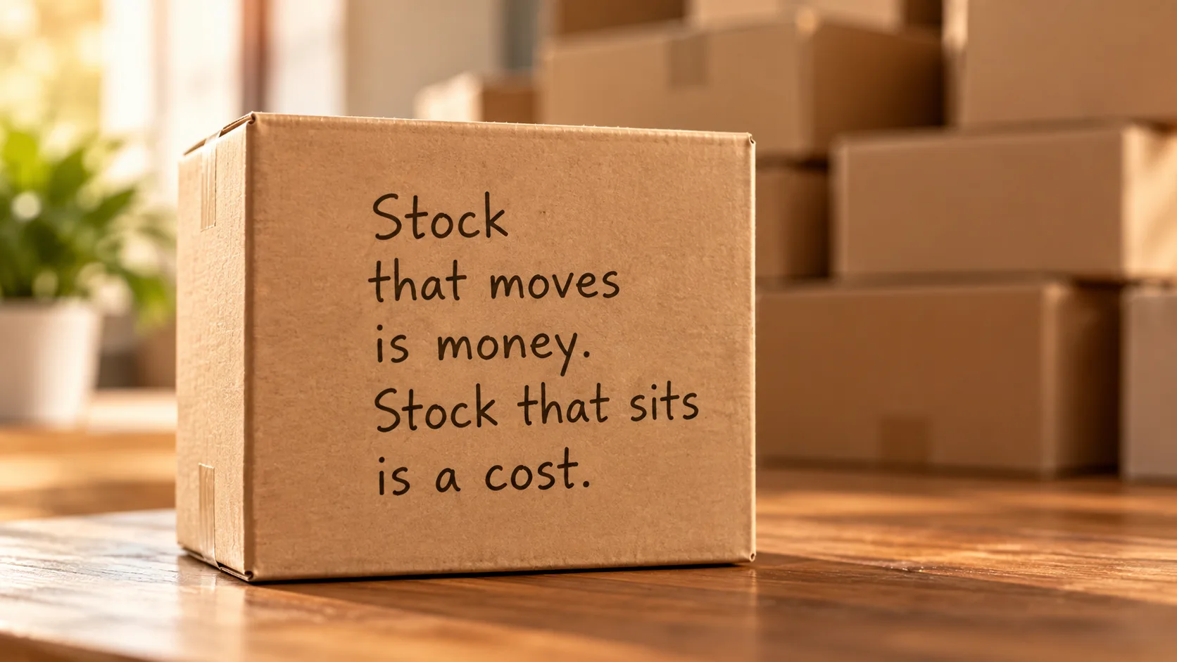 Stock boxes: Stock that moves is money. Stock that sits is a cost.